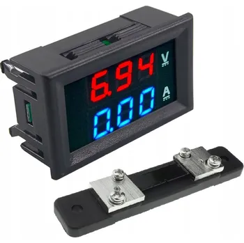 DC 0-100V / 10A 50A 100A LED DC duální displej (Voltmetr/Ampérmetr)