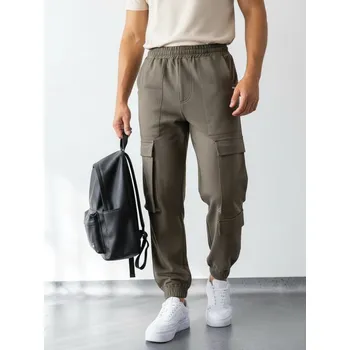 Pánské kalhoty Pánské teplákové kalhoty s kapsami VSB CARGO MAN oliva, VELIKOST 2XL