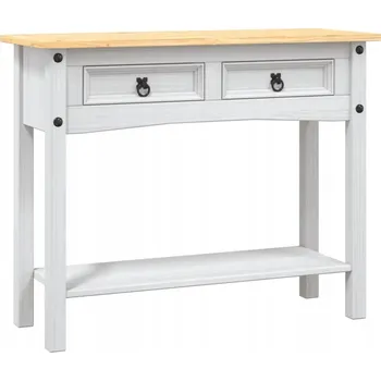 Konferenční stolek Konzolový stolek Corona, borovicové dřevo, bílá/hnědá, 90x34,5x73 cm