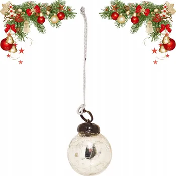 Vánoční dekorace VÁNOČNÍ KOULE SKLENĚNÁ DEKORACE PŘÍVĚSEK NA VÁNOČNÍ STROMEČEK EFEKT PRASKLÉHO SKLA - 5 cm