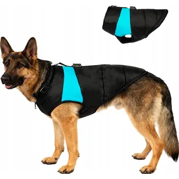 Obleček pro psa OBLEČENÍ PRO PSA/KOČKU - ZIMNÍ ZATEPLENÁ BUNDA S ZIPEM - MODRÁ - VELIKOST L