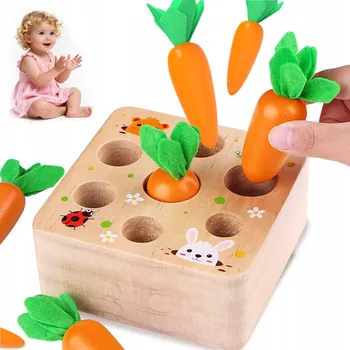 Dřevěná hračka Montessori Hračka Třídič Kostek Dřevěná Mrkev