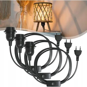Objímka na žárovku 3M Kabel s vypínačem pro lampu Černá objímka žárovky E27 s vypínačem