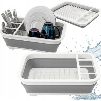 Odkapávač na nádobí Skládací silikonový odkapávač šedý Przydasie.pl 36x30 cm