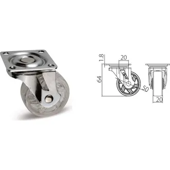 Pojezdové kolečko Kolečko Shift transp. pr.50mm, 30kg