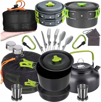 Sada nádobí Sada turistického nádobí 8v1 hrnce pánev konvice praktická