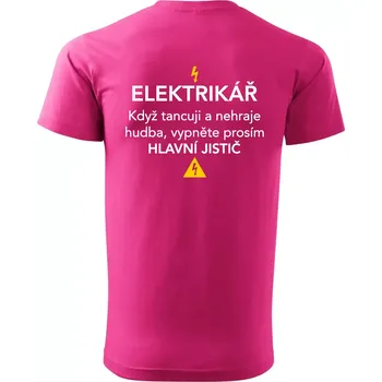 Elektrikář - hlavní jistič - Nápis na zádech - Klasické pánské triko vyšší gramáže - S ( Purpurová )