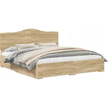 Postel Rám postele s čelo Sonoma dub 200 x 200 cm kompozitní dřevo