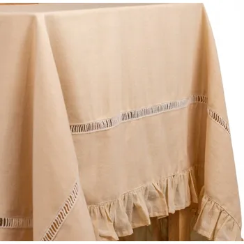 Prostěradlo Bavlněný ubrus s volánem TADARO béžový 130x180 HOMLA