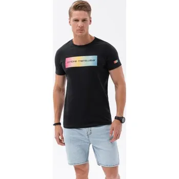 Pánské tričko Pánské bavlněné tričko s potiskem černé V1 S1750