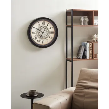 Hodiny Nástěnné hodiny černý syntetický rám 50 cm lakovaný povrch kulatý tvar klasický design doplňky do domácnosti dekorace obývací pokoj ložnice Beliani