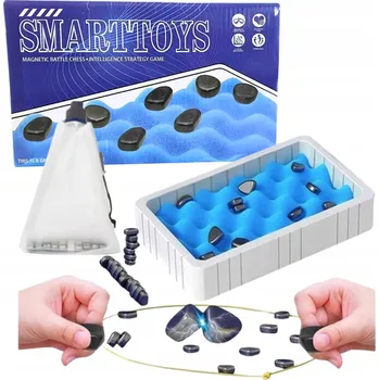 Desková hra MAGNETICKÉ ŠACHY Kameny MAGNETY Šachovnice Houbička STRATEGICKÁ HRA 20