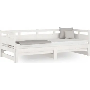 Ložnice Výsuvná postel, masivní borovicové dřevo, bílá, 2x (90x200) cm