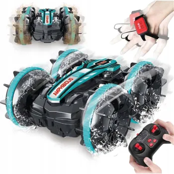 RC model auta Dálkově ovládané auto RC, obojživelník s ovládáním gesty, 4x4, otáčení o 360°, plovoucí, 2 ovladače
