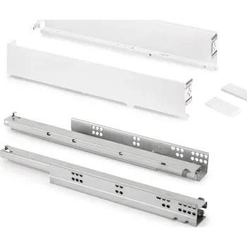 Nábytkové kování Emuca S.R.L. Zásuvka SIMPLEX bílá výška 88 mm s tlumeným plnovýsuvem – hloubky 300–500 mm Jmenovitá délka [mm]: 350