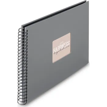 Fotoalbum Hama album klasické spirálové FINE ART 36x32 cm, 50 stran, kamenná šedá, černé listy