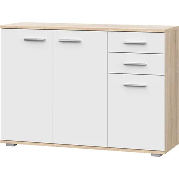 Komoda KOMODA SKŘÍŇKA BÍLÁ DUB SONOMA DVÍŘKA ZÁSUVKY OBÝVACÍ POKOJ FUN KD-3 Meble-Craft