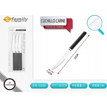 Kuchyňský nůž Nůž na steaky černý hranatý (3 ks)