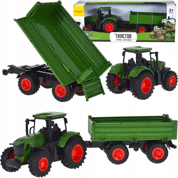 autíčko TRAKTOR, PŘÍVĚS, SKLÁPĚČ, ZEMĚDĚLSKÝ STROJ JAKO SKUTEČNÝ, GUMOVÉ PNEUMATIKY