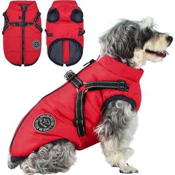 Obleček pro psa BUNDA PRO PSA SAVLOT ČERVENÁ 4XL XXXXL VELKÁ ZATEPLENÁ VESTA PLÁŠŤ