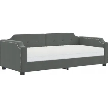 Obývací pokoj vidaXL Válenda s matrací 90 x 190 cm textil [3197628] Barva: Tmavě šedá