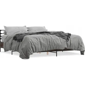 Postel Rám postele hnědý dub 203 x 203 x 74 cm, kovové nohy, překližka