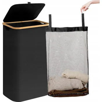 Koš na prádlo KOŠ S VÍKEM NA PRÁDLO KONTEJNER 100L LOFT KOUPELNY černý vintage