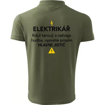Pánská košile Elektrikář - hlavní jistič - Nápis na zádech - Polokošile pánská Pique Polo 203 - L ( Khaki )