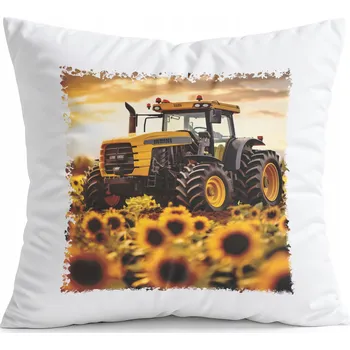 Polštář POLŠTÁŘ BÍLÝ DÁREK – TRAKTOR ZEMĚDĚLSKÝ STROJ POLE HOSPODÁŘSTVÍ ZEMĚDĚLEC