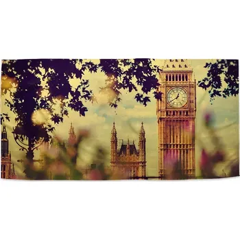 Osuška Sablio Ručník Londýn Big Ben Flowers - 50x100 cm