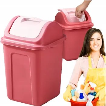 Odpadkový koš ODPADKOVÝ KOŠ NÁDOBA NA TŘÍDĚNÍ ODPADU PLASTOVÁ VÝKLOPNÁ ČERVENÁ