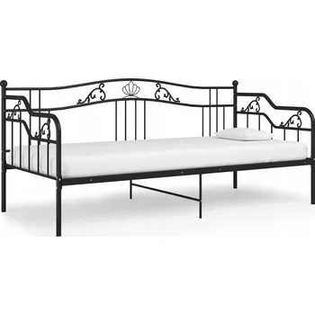 Postel Rám pohovky, černý, kovový, 90x200 cm