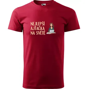 Pánská móda Sablio Tričko s potiskem Nejlepší ajťačka na světě - červené M