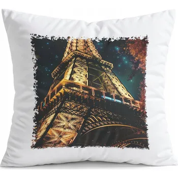Polštář POLŠTÁŘ BÍLÝ DÁREK – PAŘÍŽ EIFFELOVA VĚŽ