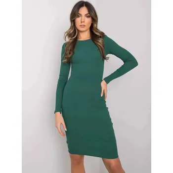 Dámské šaty Dámské žebrované šaty v lahvově zelené s kulatým výstřihem, odstíny zelené L (40) i392_23259-49