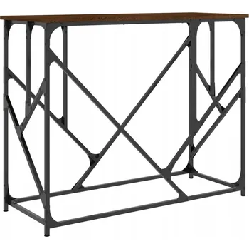 Konferenční stolek Konzolový stolek s kovovým rámem, hnědý dub, 100x40x80 cm