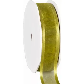 Stuha Organza se saténovým lemem 25 mm x 25 m mechově zelená