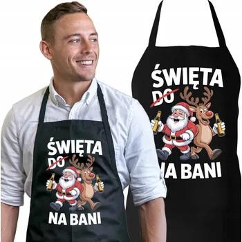 Kuchyňská zástěra Vánoční kuchyňská zástěra – Vtipný dárek na Vánoce – "Sváteční nálada"