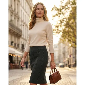 Dámská sukně Dámská pletená sukně KIXMI RUTH TMAVĚ ŠEDÁ MELANGE S