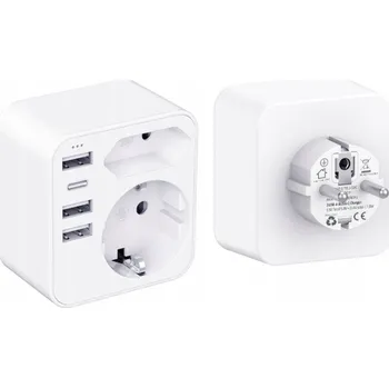 Elektrická zásuvka Adaptér do zásuvky USB 6v1 se 3 USB nabíječkami a 1 portem TYPE-C