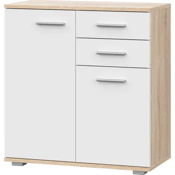 Komoda Komoda skříňka dvířka zásuvky bílá dub sonoma 69 obývací pokoj fun KD-2 Meble-Craft