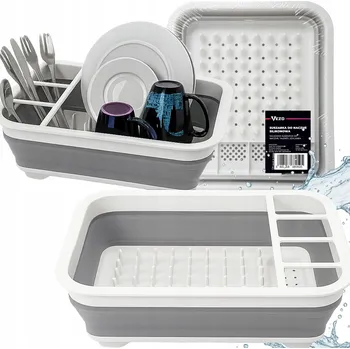 Odkapávač na nádobí VEZO ODKAPÁVAČ NA NÁDOBÍ SKLÁDACÍ SILIKONOVÝ ODKAPÁVAČ TALÍŘE HRNKY NA NÁDOBÍ