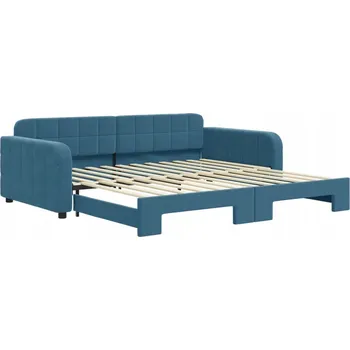 Pohovka VidaXL Rozkládací pohovka, modrá, 100x200 cm, samet