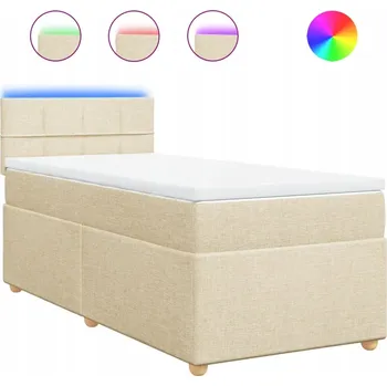 Postel Kontinentální postel 190x90 cm, krémová s LED osvětlením a pružinovou matrací