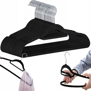 Věšák Věšák na oblečení Gockowiak sametový černý 20 ks