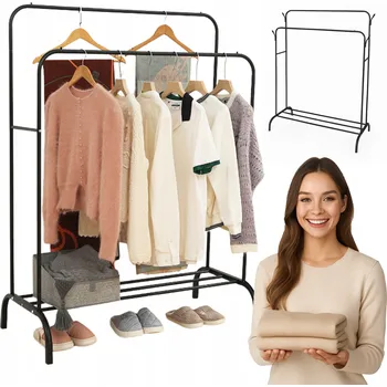 Věšák Stojanový věšák kovový Aptel černý