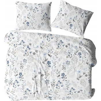 Povlečení Povlečení bavlněné 160x200 POLSKÁ KŮRA 100% BAVLNA modré květy bílé