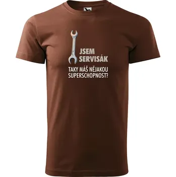 Pánské tričko Sablio Tričko s potiskem Jsem servisák, taky máš nějakou superschopnost? - hnědé S