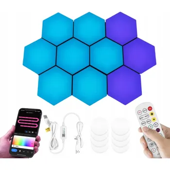 Nástěnné svítidlo ŠESTIHRANNÉ LED RGB nástěnné SVÍTIDLO SMART ovládané APLIKACÍ/HLASEM/DÁLKOVÝ OVLADAČ *10