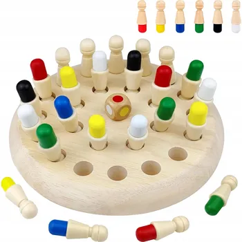 Dřevěná hračka DŘEVĚNÉ PAMĚŤOVÉ ŠACHY PRO DĚTI - EDUKAČNÍ HRA NA PAMĚŤ